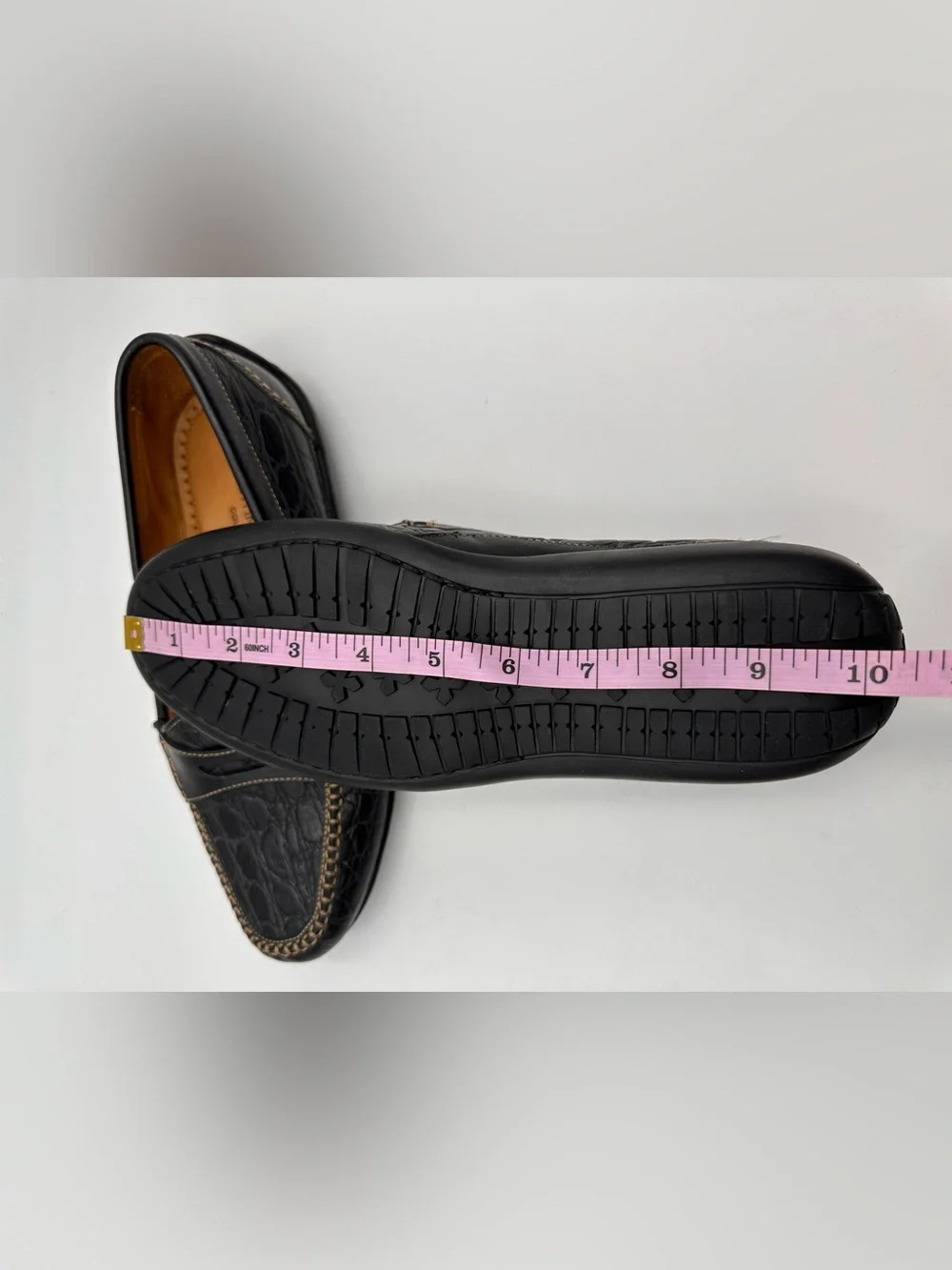 MARTIN DINGMAN MENS LOAFERS SZ 8.5 BLACK ALLIGATOR GRAIN LEATHER DRIVING SHOES